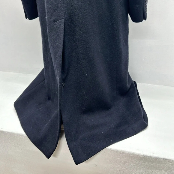 Burberry Trench Coat Cashmere Wool Blend Button Down Navy Blue Vintage Large * - Picture 5 of 14